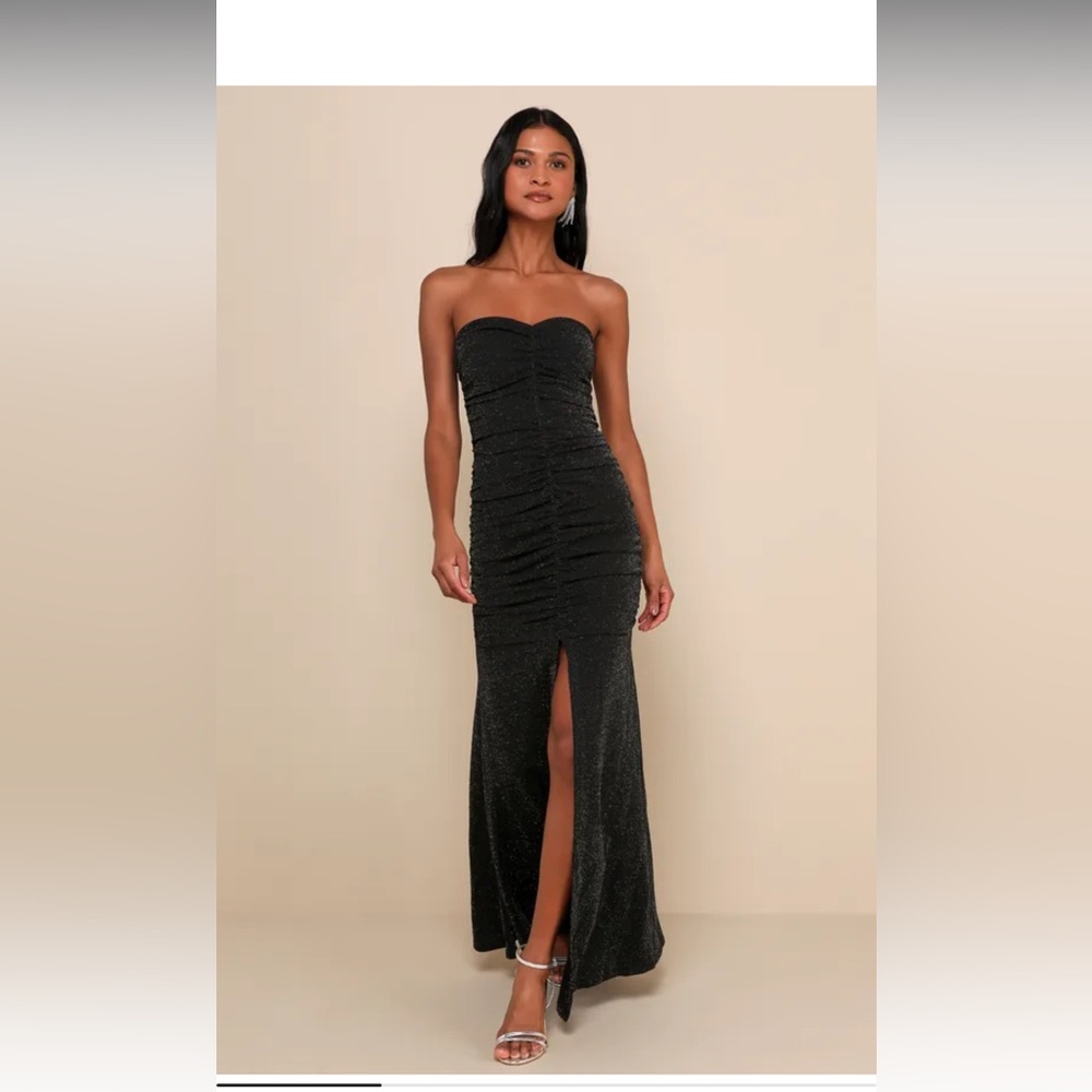 NEVER WORN Black Glitter Formal Strapless Dress